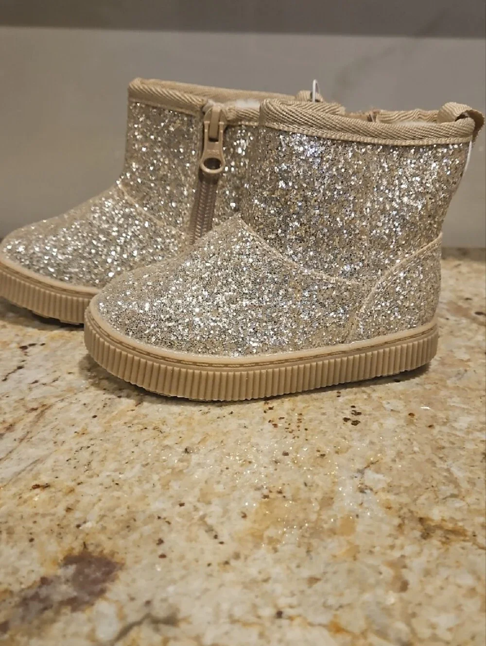 Cat & Jack Kids Glitter Booties in Gold